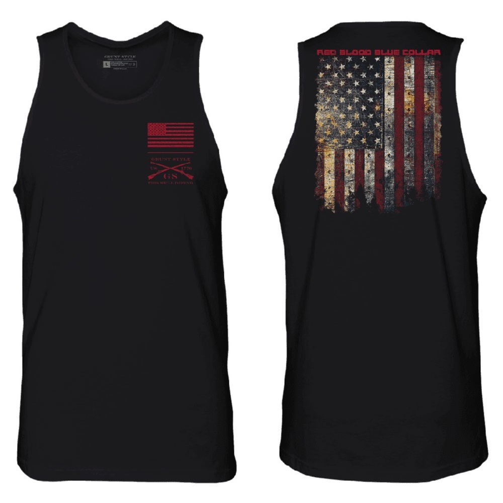 Grunt Style RED BLOOD BLUE COLLAR® TANK - BLACK Size‎ Large New With Tags